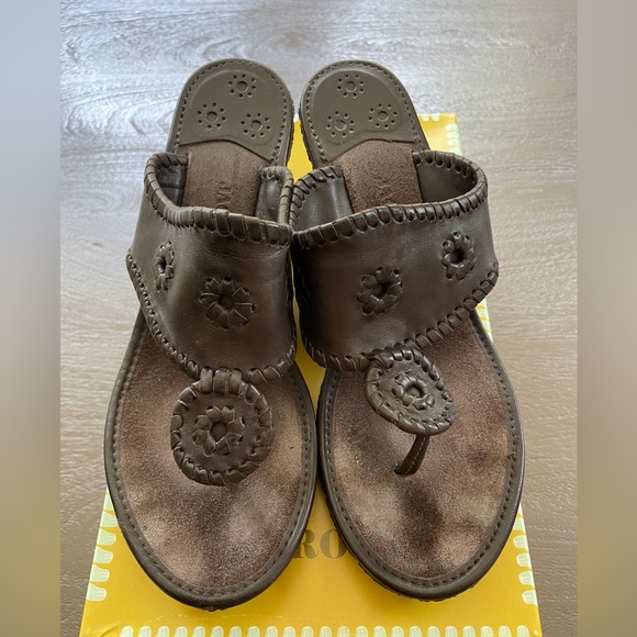 Jack Rogers Shoes - Jack Rogers Del Mar Mid Caned Wedge Sandal, dark brown, size 9